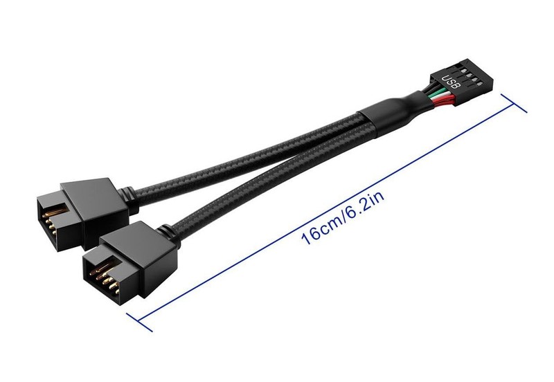 2 Pack Motherboard 9pin USB2.0 to Dual 9 pin Extension Cable, Motherboard USB... gallery