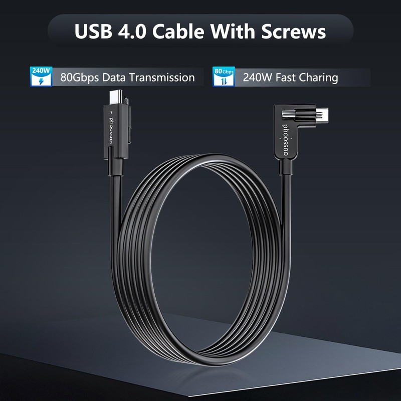 3Ft USB4 Cable Screw-Lock Right 80Gbps 240W 8K For Thunderbolt 4/3 USB C Cord gallery