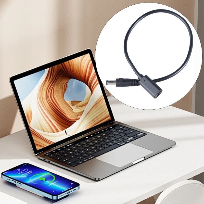 Type C Female to DC5525 Male Extension Cable Power Cord Wire Support 3A Current gallery