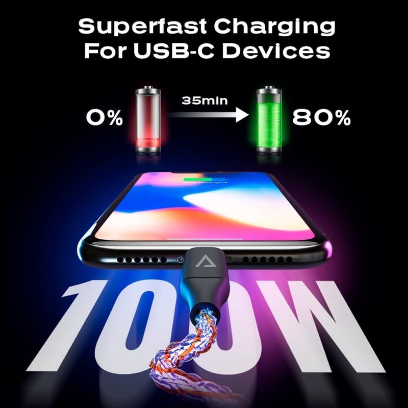 Light Up Charger Cable - GloBright Braided Charging Cable, Glowing Super Fast... gallery