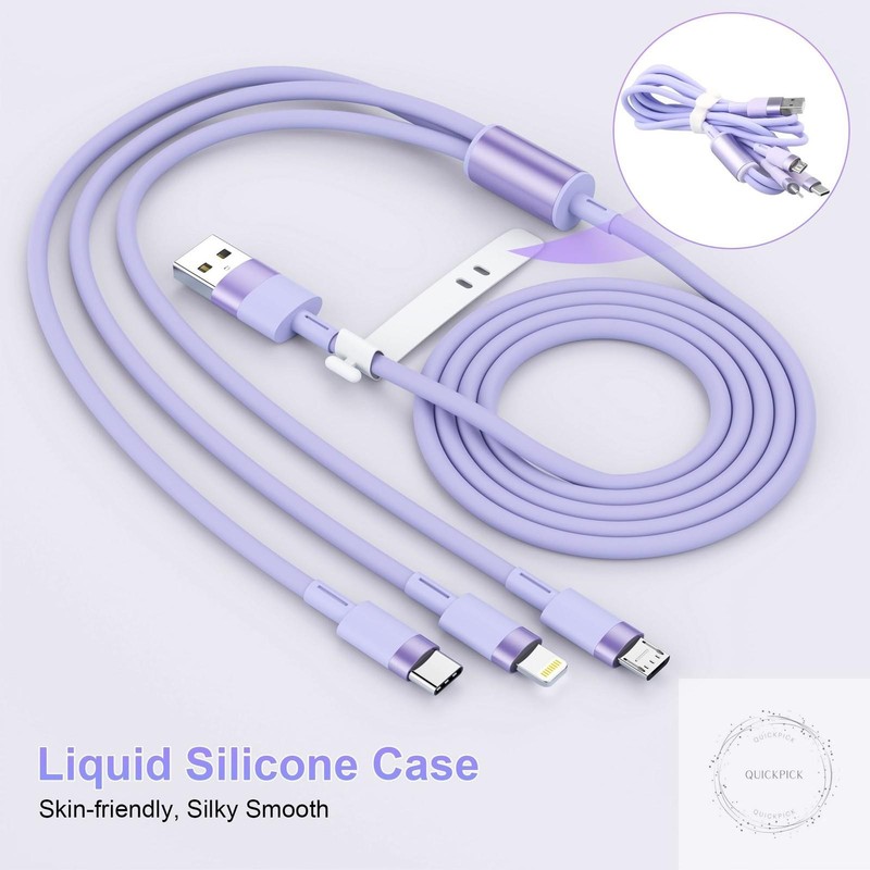 3-in-1 Multi USB Charging Cable 6ft/1.8m Mfi Certified Fast Charger Adapter Cord gallery
