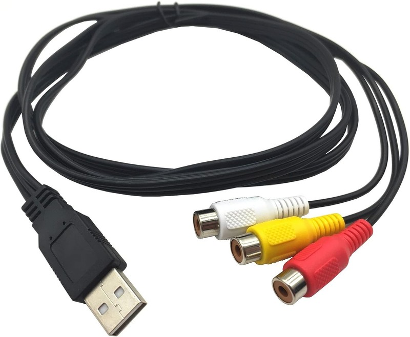 Haokiang USB 2.0 Female to 3 RCA Male Cable 5ft AV Composite Video Audio gallery