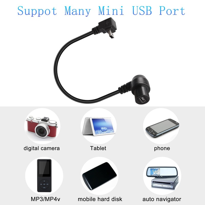 90 Degree Angle Mini USB Panel Flush Waterproof Extension Cable Mini USB 5 Pi... gallery