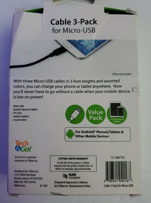 Tech & Go Cable 3-Pack for Micro-USB 3ft. Value Pack gallery