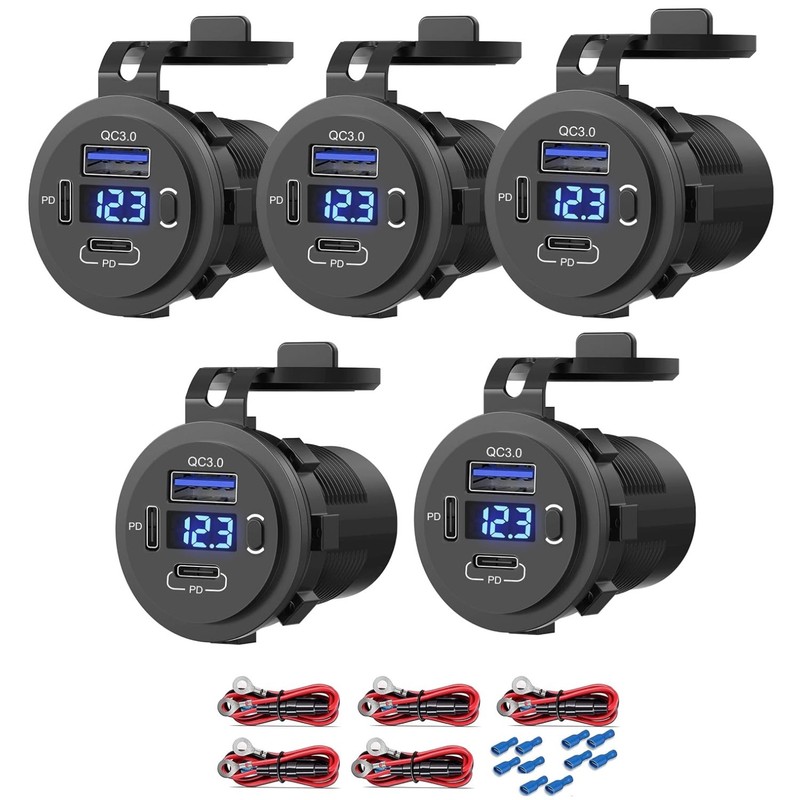 Ultra-Fast Charging USB C & QC 3.0 Car Adapter