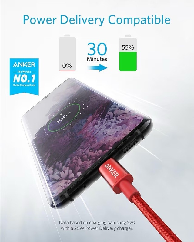 2x Anker 60W PD Charger Cable USB C to USB C Fast Charging for MAC/Galaxy/Switch gallery