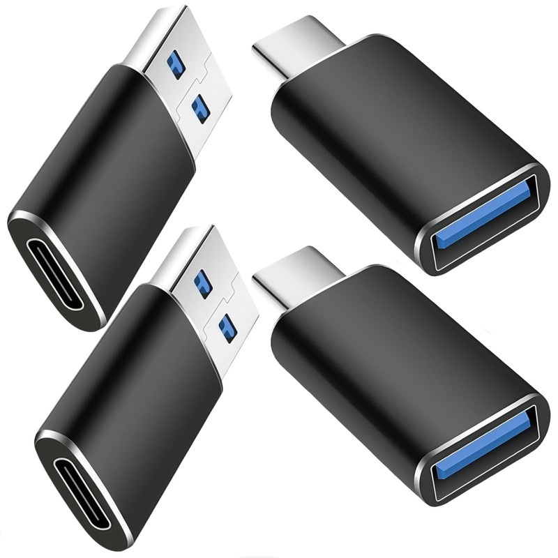 USB A to USB C OTG Adapter 4 Pack, 2Pack Type-C to A & 2Pack USB A to C Adapt…