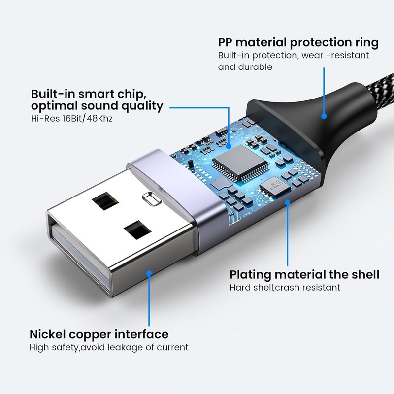 Compact USB to 3.5mm Jack Audio Converter - Black, High-Quality Sound Output gallery