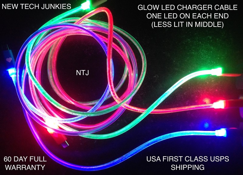 GLOW POWER CABLE LED light data sync charger USB for iPhone X 8 7 5S 5C 6 plus gallery