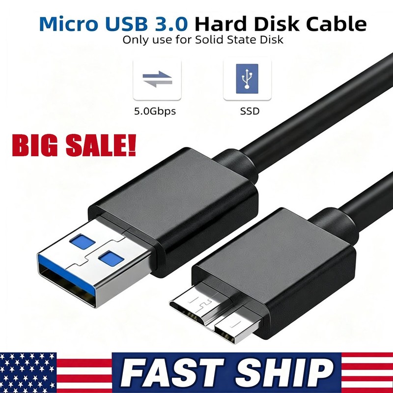 Micro USB 3.0 Cable High Speed Data SYNC For HDD External Hard Drive LOT