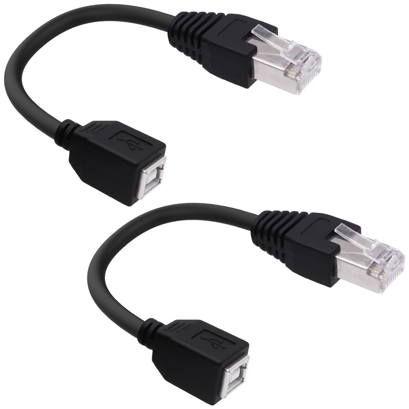 2 PCS USB 2.0 B Female to RJ45 Male Adapter Cable, Printer Extension Cord, 15cm