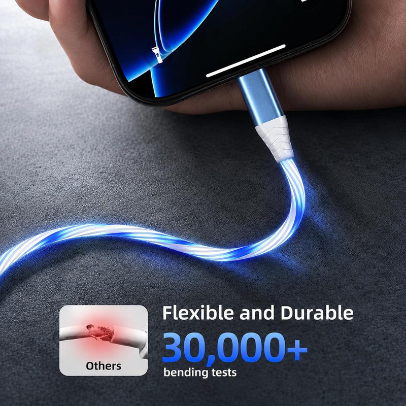 USB C Flowing LED Charging Cable, Light up Charger Cord for Iphone 17/16/15, Sam gallery
