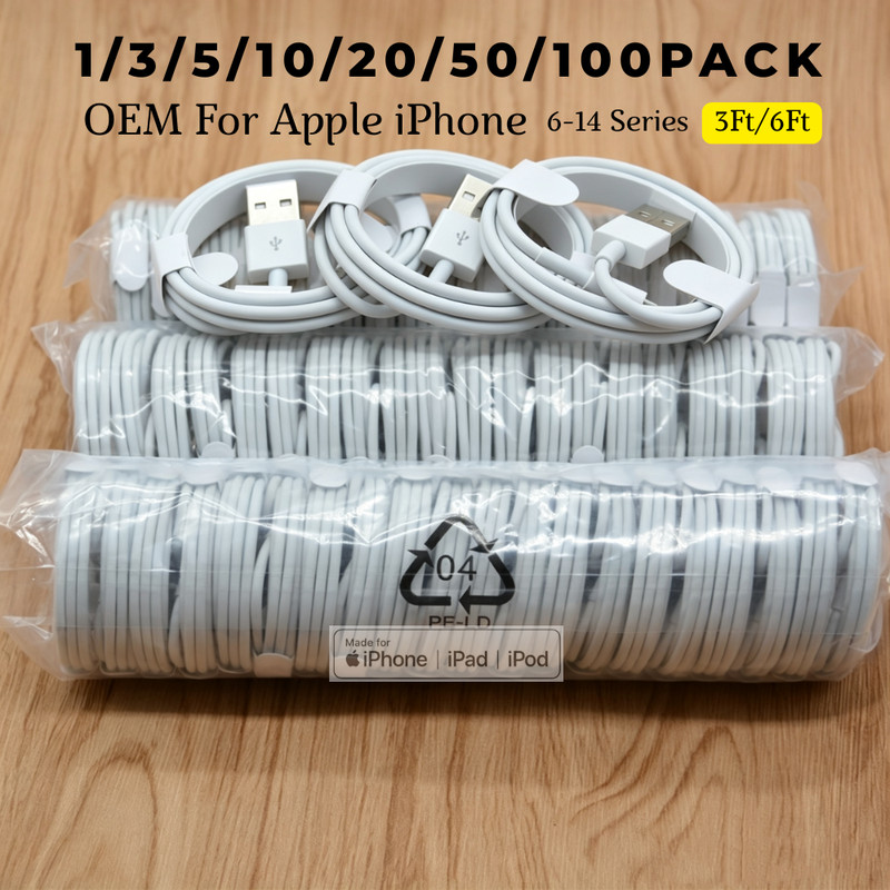 6Ft 3Ft Cord Heavy Duty USB Fast Charger Cable For iPhone 14 13 12 11 X 6 8 Lot