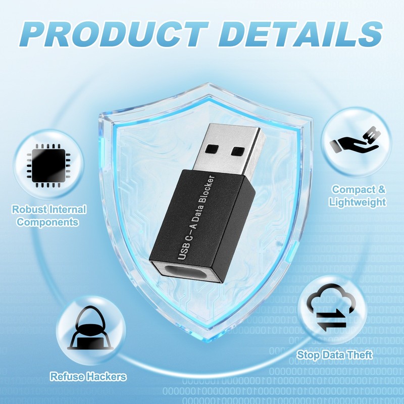2 Pcs USB Data Blocker, USB A to C Data Protector Black gallery