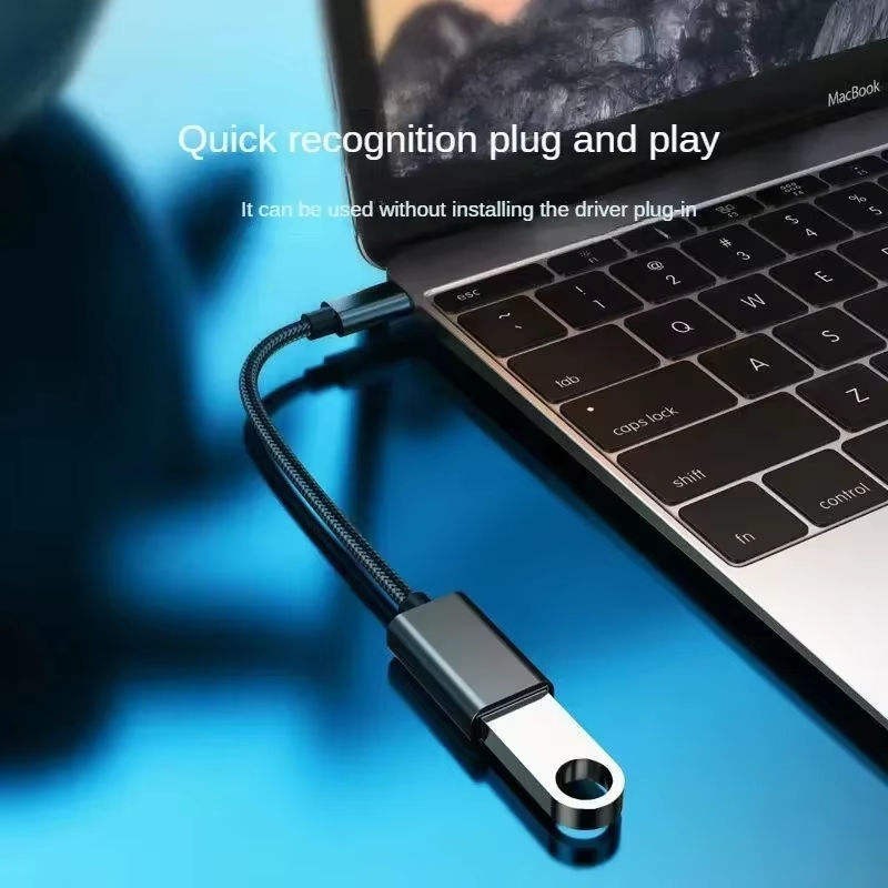 USB C to USB 3.0 OTG Adapter Cable Type C Male to USB Female Braided Cord Black gallery