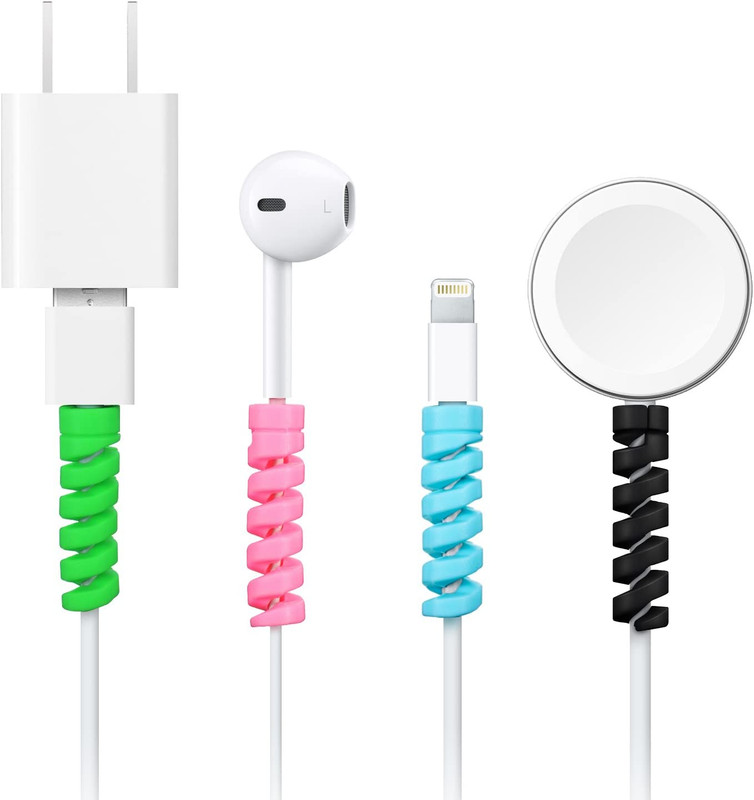 24 Pcs Charger Cable Protector,Silicone Flexible Cable Saver,Spiral USB Mouse Wi gallery