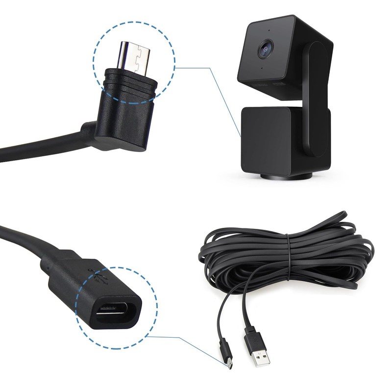 4 PCS Extension Cable WYZE Cam Pan V3 90 Degree Micro USB Flat Cord 1 FT gallery