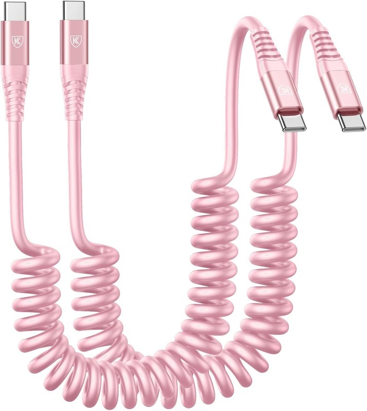 USB C to C Cable 3Ft 2Pack Coiled USB C Charger Cable for Car Type C Fast Chargi gallery