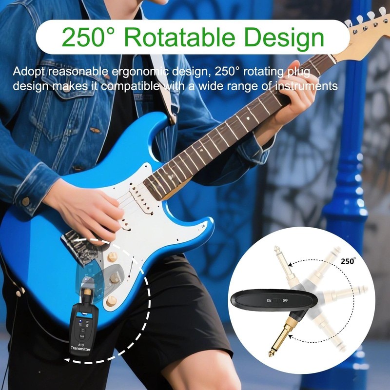 Wireless Guitar System 2.4GHz 2 Modes, Thumb-Size, 250° Rotatable, Wireless gallery