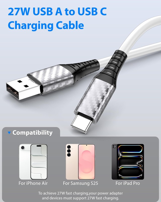 30ft USB A to Heavy Duty Charging Cable for Power Station Black gallery