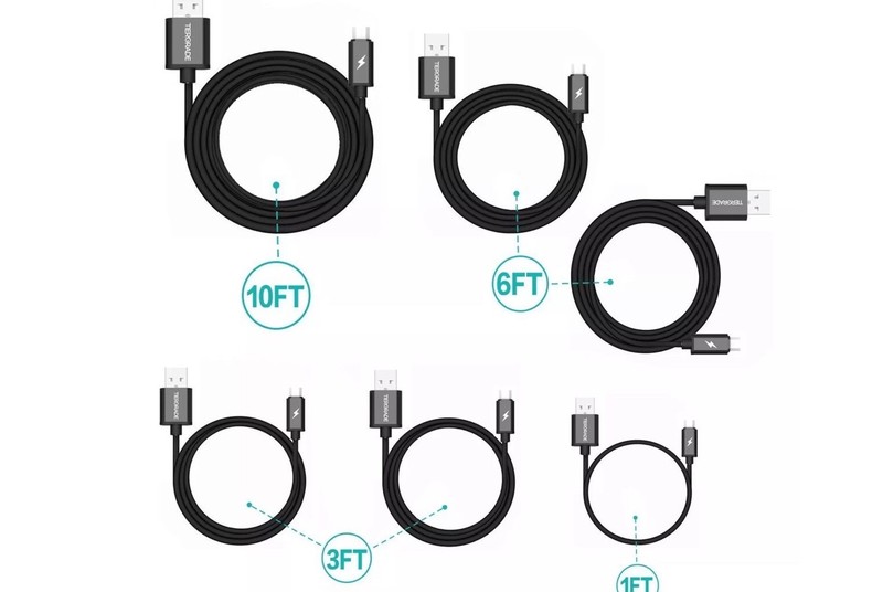 🔥Tiergrade Micro USB Cable 6 Pack Assorted Lengths High Speed Data Sync Fast🔥 gallery