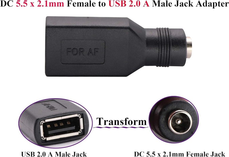 Adaptador USB 2.0 a Hembra a Cc Hembra De 5,5 X 2,1 Mm, Paquete De 2 gallery