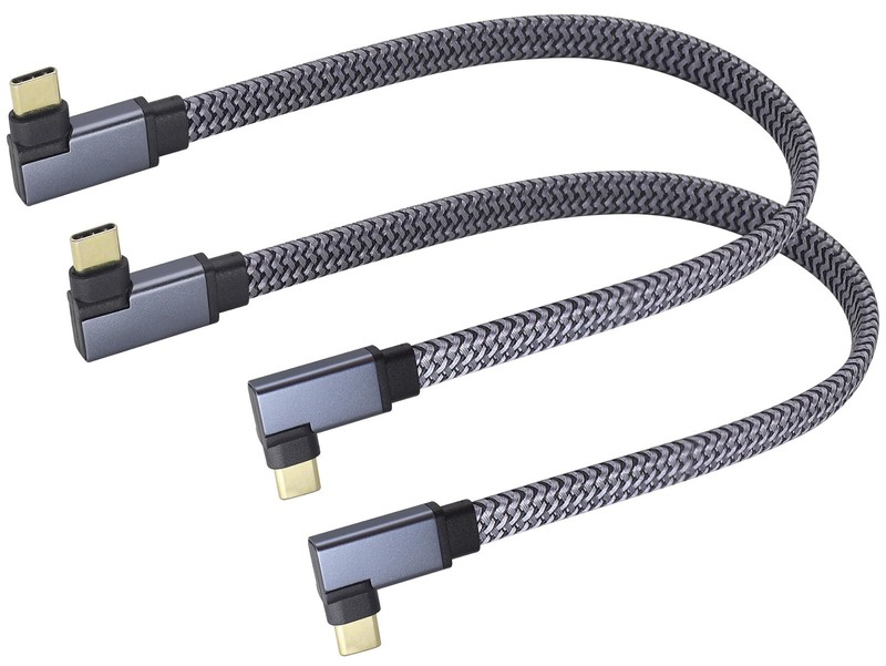 Right Angle USB 3.1 Type C To Type C 10Gbps Connector Cable 60W Short Flat 2 PCS