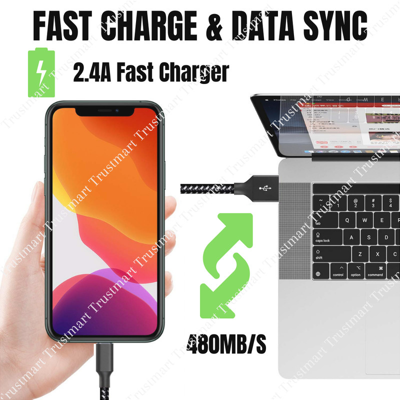 3/6Pack Lot For iPhone 13 14 12 11 USB Fast Charger Cable 10Ft 6Ft Charging Cord gallery