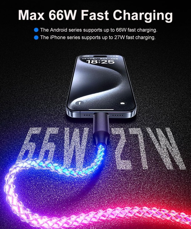 RGB Light Up USB A to C Carplay 4.9ft gallery