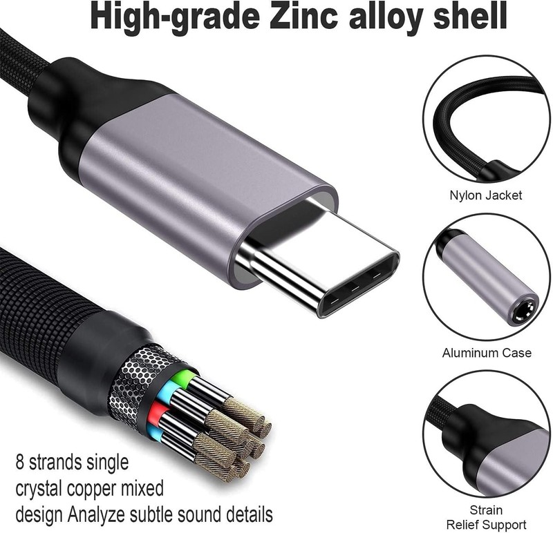 USB Type C to 3.5Mm Headphone Jack Adapter, (2-Pack) USB C to Aux Female Audio D gallery