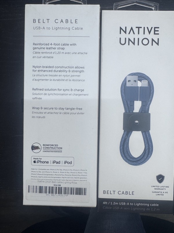 Native Union Ultra Strong Belt Fast Charging Cable 4ft USB-A to USB-C MSRP 20$ gallery