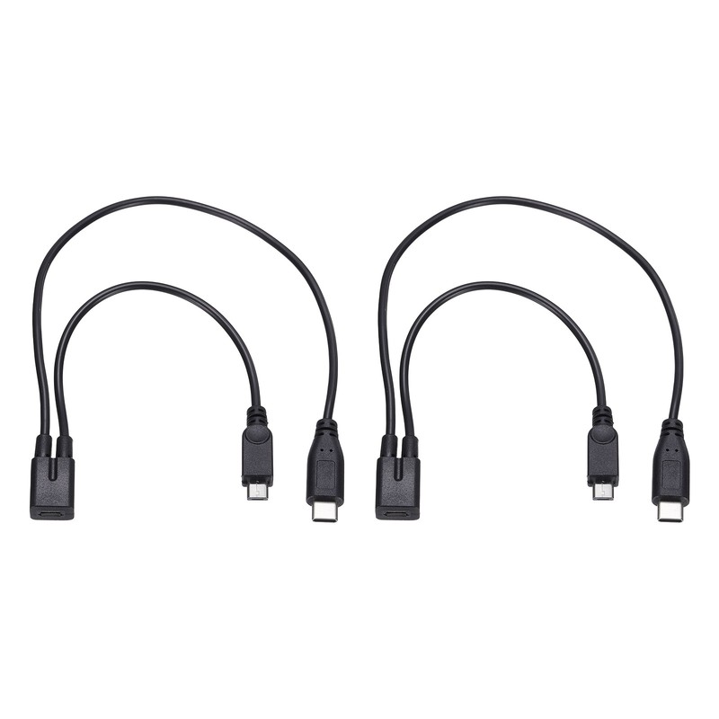 2Pcs Micro USB Female to Type C and Micro USB Male 2 in 1 Splitter 11.8″