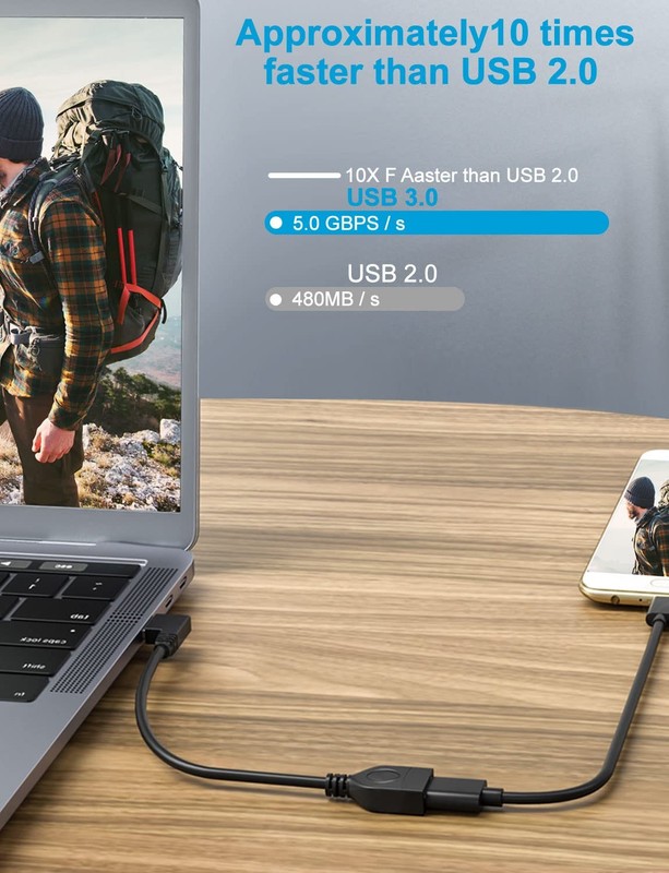 2 PCS 6 Inch USB 3.0 Left Right Angle Male To Female Extension Cable Adapter gallery