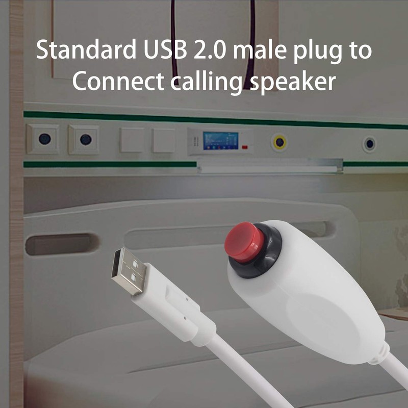 9.8ft White Nurse Call Cord Push Button To USB 2.0 Plug Cable With Clip gallery
