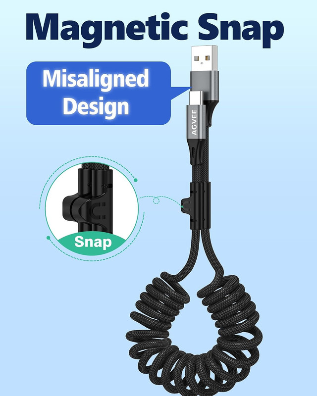 3Ft Carplay Cable for Iphone 17 16 15, [USB-IF Certified] Coiled USB-A to USB-C gallery