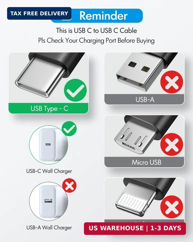 CLEEFUN Long USB C to USB C Cable 20ft, C to C Fast Charging Type C Charger | 1- gallery
