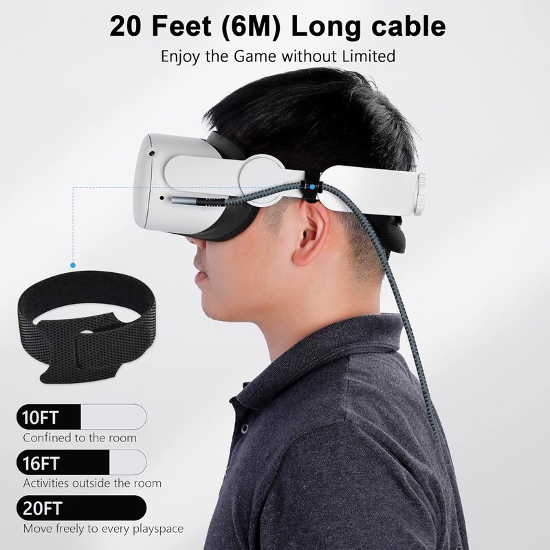 20FT VR Link Cable - Nylon Braided, High Speed USB 3.0 for Quest 3 & Pico 4 gallery