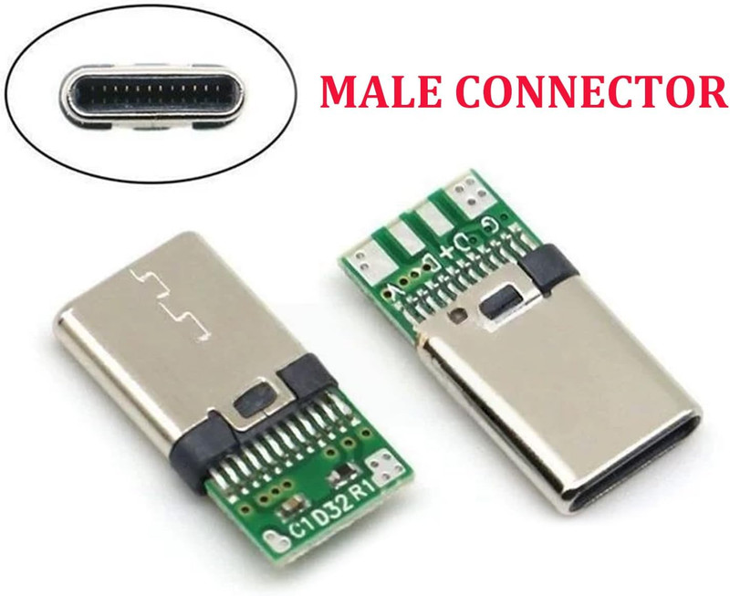 5 Set USB C Connector – 5 Male Plugs & 5 Female Sockets USB C Breakout Board for gallery