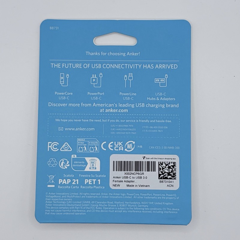 Anker USB-C to USB 3.0 Female Adapter Gray 2-Pack, Type Adapter, MPN B8731 gallery