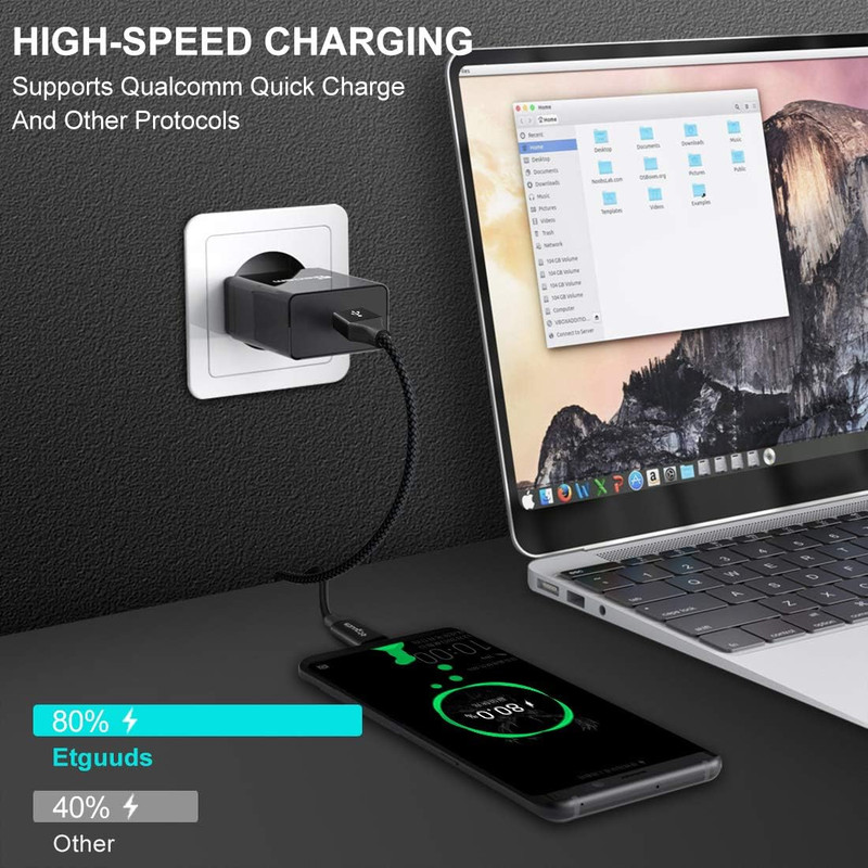 USB to USB C Cable 1Ft, 2-Pack Short USB a to Type C Charger Cord Fast Charging gallery