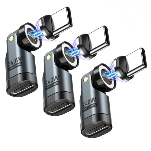 USB C Magnetic Adapter 240W 3-Pack, 90° Right Angle Connector for iPhone & Samsu gallery