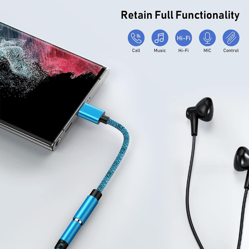 S25FE USB C to 3.5Mm Aux Audio Adapter Dongle Cable Cord for Android Galaxy A17 gallery