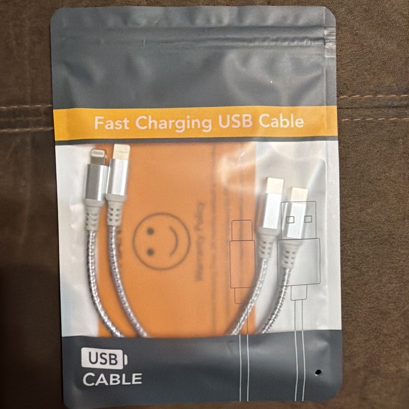 Fast Charging 6 Inch USB Cable 2 Pack 6″ Silver