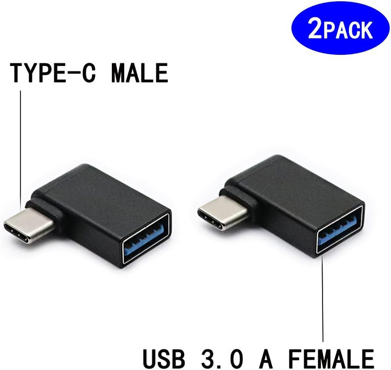 Right Angle USB-C to USB 3.0 Adapter 2 Pack, 90° Type-C Male to USB-A Female OTG gallery