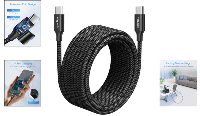 Nylon Braided 15ft USB-C to USB-C Cable - Fast Charge & Universal Compatibility gallery