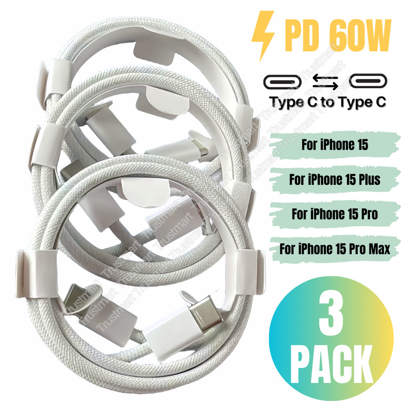 3X For iPhone 15 16 17 USB-C to USB-C Cable PD Fast Charger Type C Charger Cord