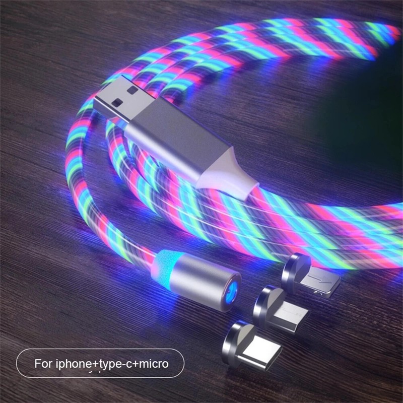 Magnetic 3-in-1 LED Charging Cable for Apple and Android Devices gallery