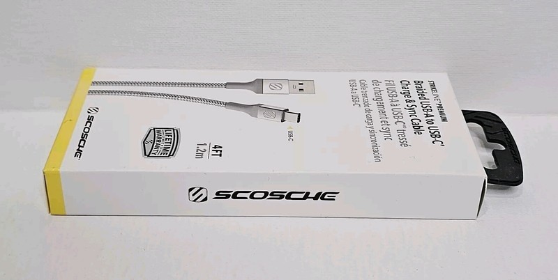Charging & Sync Cable USB-A to USB-C - Braided - Silver 4 Feet SCOSCHE gallery