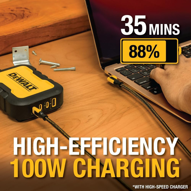 Heavy Duty 90-Degree Angled 100W USB C Cable, Jobsite 100 Watt USB C Cable, High gallery