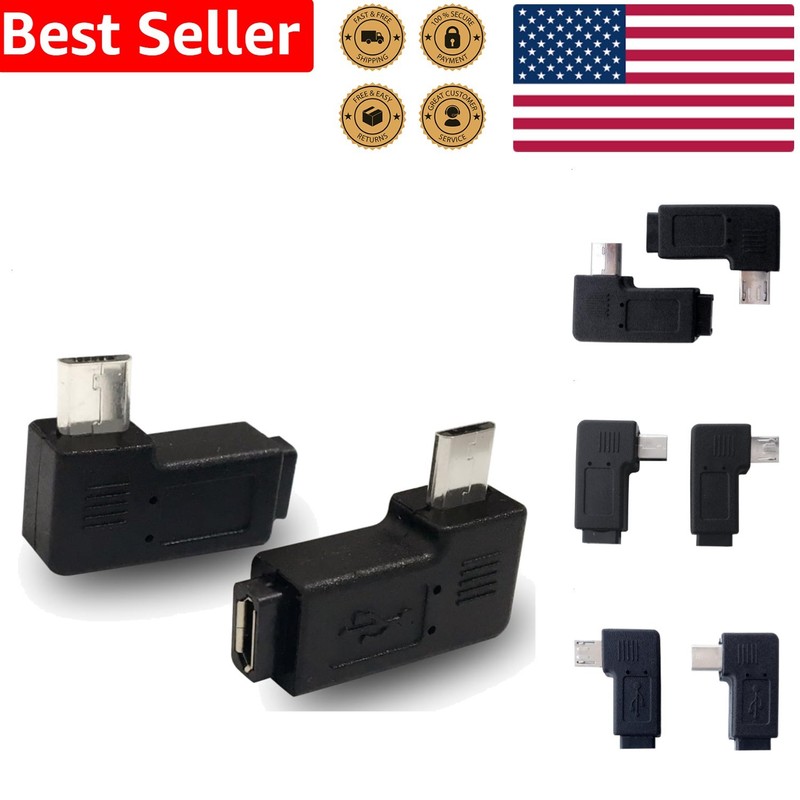 USB Angle Adapter Micro 90 Degree Right Left Male Female Pair Phone Connector